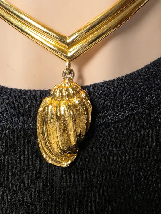 Vintage 1973 Mimi di N Gold Tone Statement Necklace Signed Designer - Picture 2 of 7